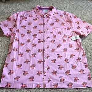 Pink Tropical Casual Button Down Shirt